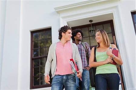 Students walking together on campus Stock Photo - Premium Royalty-Free, Code: 6122-08229593