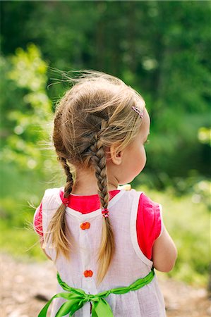 simsearch:6126-08644727,k - Finland, Paijat-Hame, Rear view of girl (2-3) with braided hair Stock Photo - Premium Royalty-Free, Code: 6126-08644720