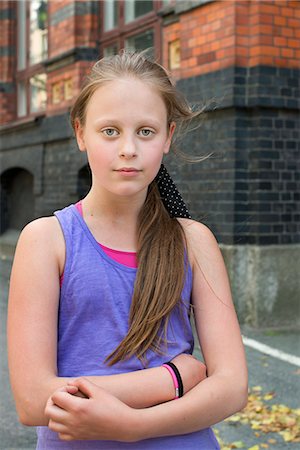 red hair girl preteen not freckles not illustration and one person - Sweden, Vastra Gotland, Portrait of girl (10-11) smiling Stock Photo - Premium Royalty-Free, Code: 6126-08635480