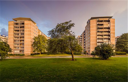 simsearch:6126-08643547,k - Sweden, Skane, Malmo, View of modern residential district Fotografie stock - Premium Royalty-Free, Codice: 6126-08636357