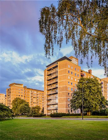 simsearch:6126-08643547,k - Sweden, Skane, Malmo, View of residential district Fotografie stock - Premium Royalty-Free, Codice: 6126-08636356