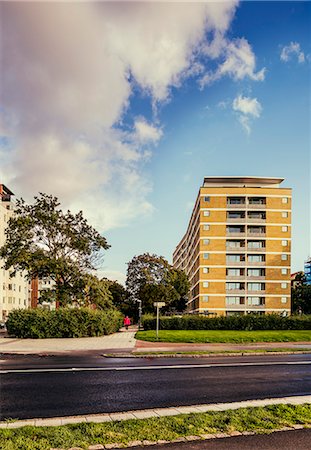 simsearch:6126-08643547,k - Sweden, Skane, Malmo, View of modern residential district Fotografie stock - Premium Royalty-Free, Codice: 6126-08636359