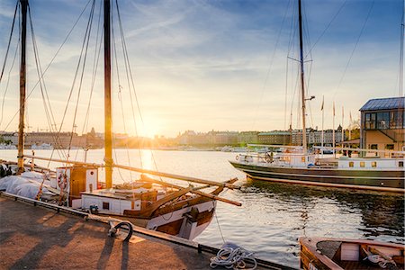 embankment - Sailboats in port at Djurgarden in Stockholm Stock Photo - Premium Royalty-Free, Code: 6126-09104050