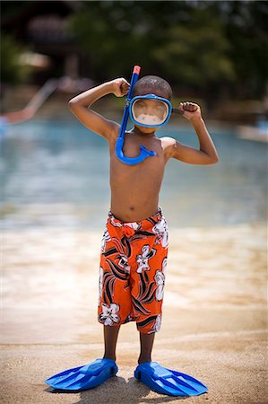 snorkeler (male) - Boy wearing snorkel, mask and flippers Stock Photo - Premium Royalty-Free, Code: 6128-08840999
