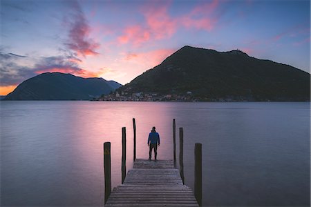 people looking landscape - Iseo lake at sunset, Brescia province, Lombardy district, Italy, Europe Stock Photo - Premium Royalty-Free, Code: 6129-09044796