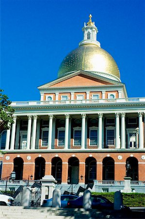 simsearch:625-00840445,k - Low angle view of a building, Massachusetts State Capitol, Boston, Massachusetts, USA Stock Photo - Premium Royalty-Free, Code: 625-00804404