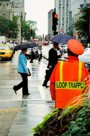 Pedestrian's walking in the rain, Michigan Avenue, Chicago, Illinois, USA Stock Photo - Premium Royalty-Free, Code: 625-00804858