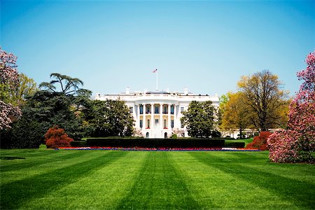 simsearch:625-00805879,k - Low angle view of the White House Washington DC, USA Stock Photo - Premium Royalty-Free, Code: 625-00805689