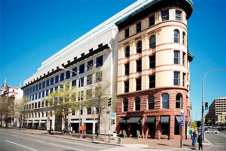 simsearch:625-01094222,k - Low angle view of buildings on the roadside, Romanesque, Downtown, Washington DC, USA Stock Photo - Premium Royalty-Free, Code: 625-00806604