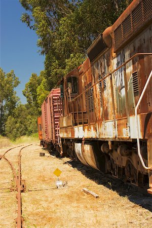 freight train - Abandoned freight train on railroad track Stock Photo - Premium Royalty-Free, Code: 625-00801388