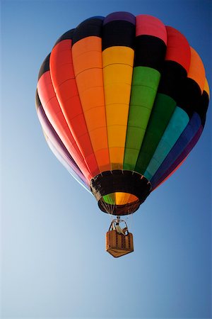 simsearch:625-00801301,k - Low angle view of a hot air balloon flying in the sky Stock Photo - Premium Royalty-Free, Code: 625-00801540
