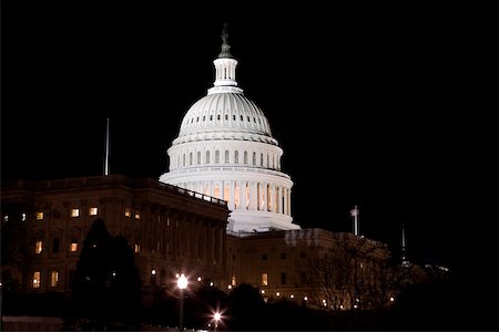 simsearch:625-00840445,k - Low angle view of a government building lit up at night, Capitol Building, Washington DC, USA Stock Photo - Premium Royalty-Free, Code: 625-00839722