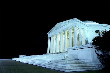 simsearch:625-00805879,k - Low angle view of a building lit up at night, Jefferson Memorial, Washington DC, USA Stock Photo - Premium Royalty-Free, Code: 625-00839734