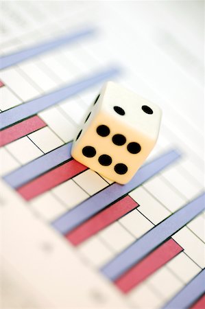 simsearch:625-00840035,k - Close-up of a dice on a bargraph Stock Photo - Premium Royalty-Free, Code: 625-00839933