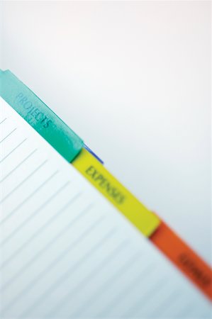 simsearch:625-00840035,k - Close-up of colored tabs of a personal organizer Stock Photo - Premium Royalty-Free, Code: 625-00839971