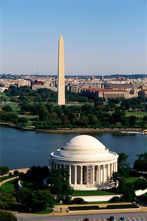 simsearch:625-00840445,k - Aerial view of a government building, Jefferson Memorial, Washington Monument, Washington DC, USA Stock Photo - Premium Royalty-Free, Code: 625-00840452