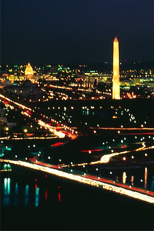 simsearch:625-00840445,k - Aerial view of a tower lit up at night, Washington Monument, Washington DC, USA Stock Photo - Premium Royalty-Free, Code: 625-00840581