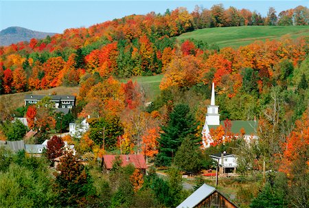 High angle view of houses in a village, Burke Hollow, Burke, Vermont, USA Stock Photo - Premium Royalty-Free, Code: 625-00903827