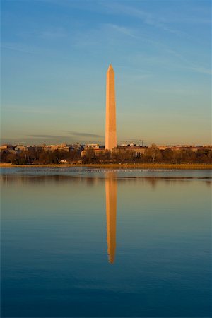 simsearch:625-00805879,k - Reflection of a monument in water Washington Monument, Washington DC, USA Stock Photo - Premium Royalty-Free, Code: 625-01038653
