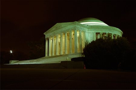 simsearch:625-00805879,k - Building lit up at night, Jefferson Memorial, Washington DC USA Stock Photo - Premium Royalty-Free, Code: 625-01038673