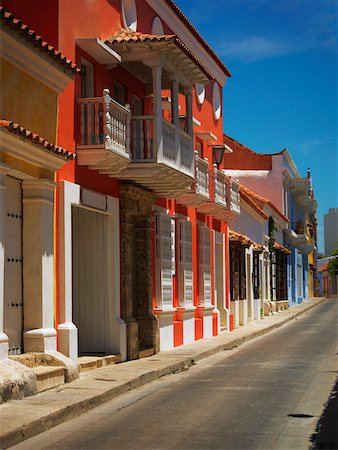 pictures of cartagena colombia - Buildings along a road, Cartagena Colombia Stock Photo - Premium Royalty-Free, Code: 625-01040129