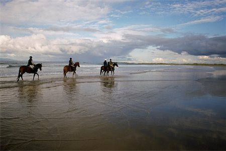 simsearch:6102-08542382,k - Four people horseback riding on the beach, Sligo, Republic of Ireland Stock Photo - Premium Royalty-Free, Code: 625-01040789