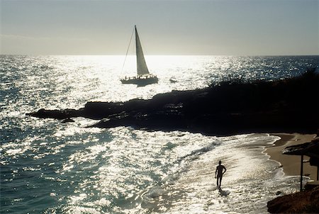 saint martin caribbean - Side view of a sail boat sailing in a vast ocean , St. Martin, Caribbean Stock Photo - Premium Royalty-Free, Code: 625-01040899