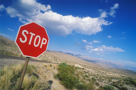 road and stop sign - Stop sign on the roadside, Texas, USA Stock Photo - Premium Royalty-Free, Code: 625-01094869