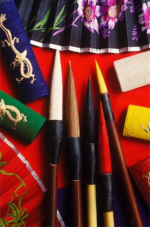 Close-up of brushes and ink, Hong Kong, China Stock Photo - Premium Royalty-Free, Code: 625-01098315