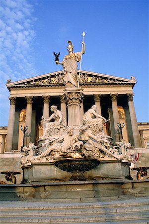 statue pillars vienna - Fountain in front of a government building, Pallas Athena Fountain, Parliament Building, Vienna, Austria Stock Photo - Premium Royalty-Free, Code: 625-01098578