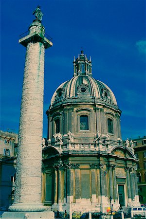 simsearch:630-03481463,k - Low angle view of a column in front of a cathedral, Trajan's Column, Rome, Italy Stock Photo - Premium Royalty-Free, Code: 625-01098626