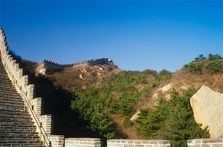 Fortified wall passing through mountains, Great Wall Of China, China Stock Photo - Premium Royalty-Free, Code: 625-01092980