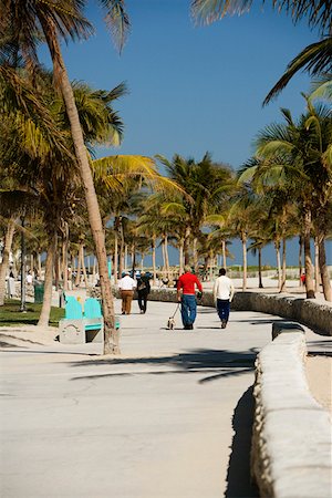 simsearch:625-00903103,k - Rear view of tourists walking on the beach, Miami Beach, Florida, USA Stock Photo - Premium Royalty-Free, Code: 625-01264973