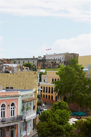 High angle view of buildings in a city, Old San Juan, San Juan, Puerto Rico Stock Photo - Premium Royalty-Free, Code: 625-01746834