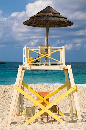simsearch:625-00903103,k - Lifeguard hut on the beach, Cable Beach, Nassau, Bahamas Stock Photo - Premium Royalty-Free, Code: 625-01749960