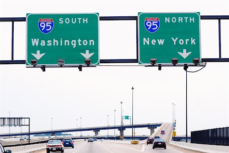 Low angle view of road signboards over the road, Baltimore, Maryland, USA Stock Photo - Premium Royalty-Free, Code: 625-01750045
