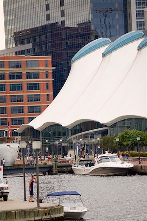 simsearch:625-01750061,k - Boats docked at a harbor, Columbus Center, Inner Harbor, Baltimore, Maryland, USA Stock Photo - Premium Royalty-Free, Code: 625-01750053