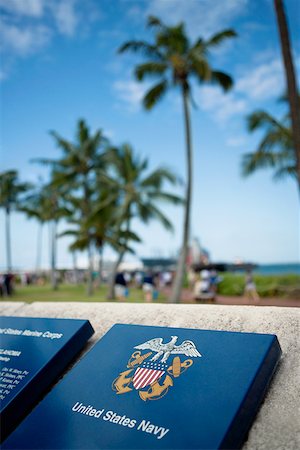 Close-up of a memorial plaque, Pearl Harbor, Honolulu, Oahu, Hawaii Islands, USA Stock Photo - Premium Royalty-Free, Code: 625-01751089