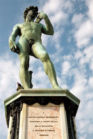 simsearch:625-01751332,k - Low angle view of a statue, Michelangelo's David, Piazzale Michelangelo, Florence, Tuscany, Italy Stock Photo - Premium Royalty-Free, Code: 625-01751296