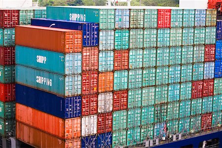 panama canal shipping - Cargo containers stacked at a commercial dock, Panama Canal, Panama Stock Photo - Premium Royalty-Free, Code: 625-01751682