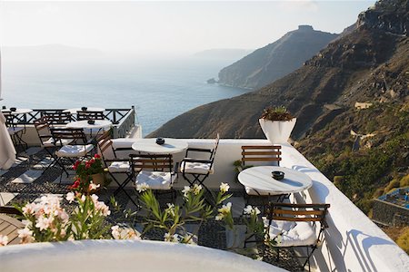 flowers greece - Restaurant in the terrace at the seaside, Greece Stock Photo - Premium Royalty-Free, Code: 625-01752458