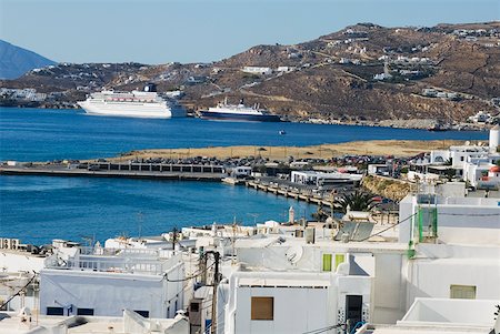 Buildings on the coast, Mykonos, Cyclades Islands, Greece Stock Photo - Premium Royalty-Free, Code: 625-01752581