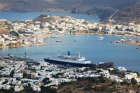 High angle view of a cityscape, Skala, Patmos, Dodecanese Islands Greece Stock Photo - Premium Royalty-Free, Code: 625-01752592