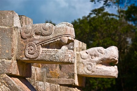 simsearch:630-03481463,k - Close-up of two statues of serpent, Chichen Itza, Yucatan, Mexico Stock Photo - Premium Royalty-Free, Code: 625-02267862