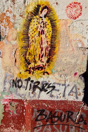 Paintings of Virgin Of Guadalupe on a wall, Oaxaca, Oaxaca State, Mexico Stock Photo - Premium Royalty-Free, Code: 625-02267882