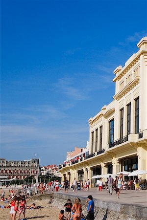 Group of people in front of a hotel, Casino Municipal, Hotel Du Palais, Grande Plage, Biarritz, France Stock Photo - Premium Royalty-Free, Code: 625-02927724