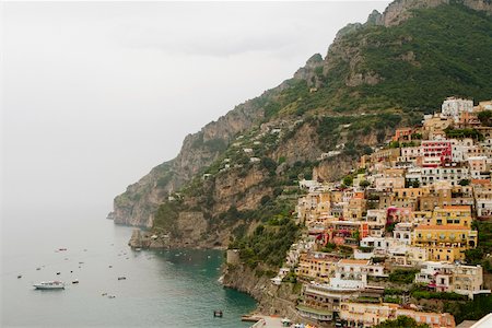 High angle view of town at the seaside, Spiaggia Grande, Positano, Amalfi Coast, Salerno, Campania, Italy Stock Photo - Premium Royalty-Free, Code: 625-02928791