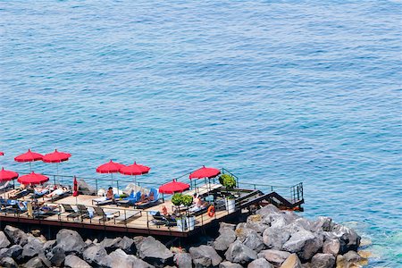 High angle view of a group of people on a platform, Marina Grande, Capri, Sorrento, Naples Province, Campania, Italy Stock Photo - Premium Royalty-Free, Code: 625-02928905