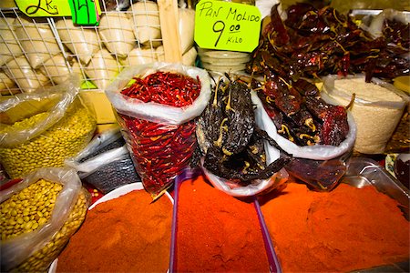 Spices at a market stall, Xochimilco, Mexico Stock Photo - Premium Royalty-Free, Code: 625-02933654