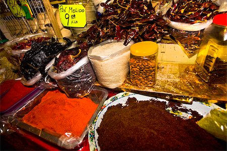 Spices at a market stall, Xochimilco, Mexico Stock Photo - Premium Royalty-Free, Code: 625-02933671